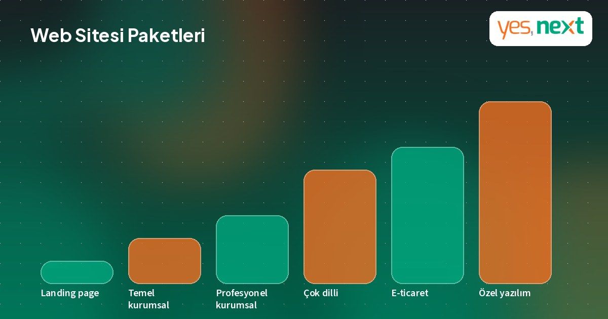 Web sitesi paketleri ve fiyat aralıklarını g&ouml;steren karşılaştırma infografiği