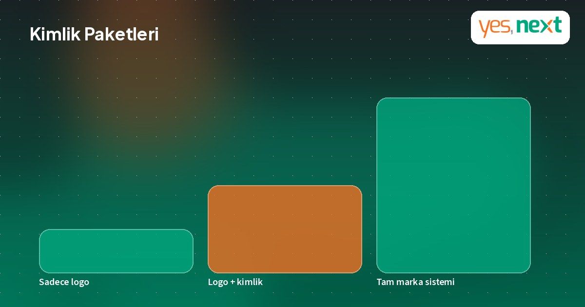 Logo, kurumsal kimlik ve marka sistemi paketlerini karşılaştıran infografik